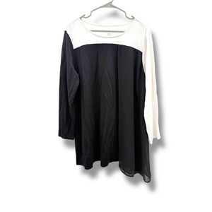 Wynne Layers Colorblock Tunic Top Women's XL‎ Black White Long Sleeve Minimal